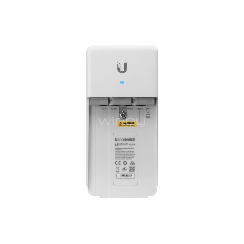 Switch Ubiquiti NanoSwitch de 4 puertos (1 Entrada/3 Salidas PoE, 24V)