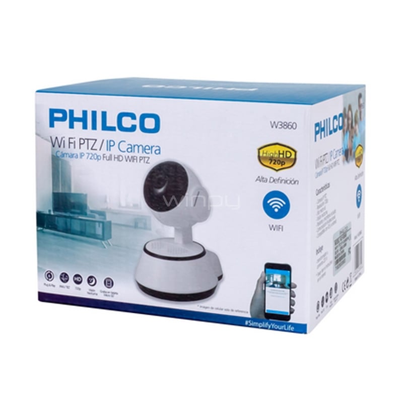 Cámara IP Philco PTZ de 720p (Wi-Fi, Lente 3.6mm, 1 MP)