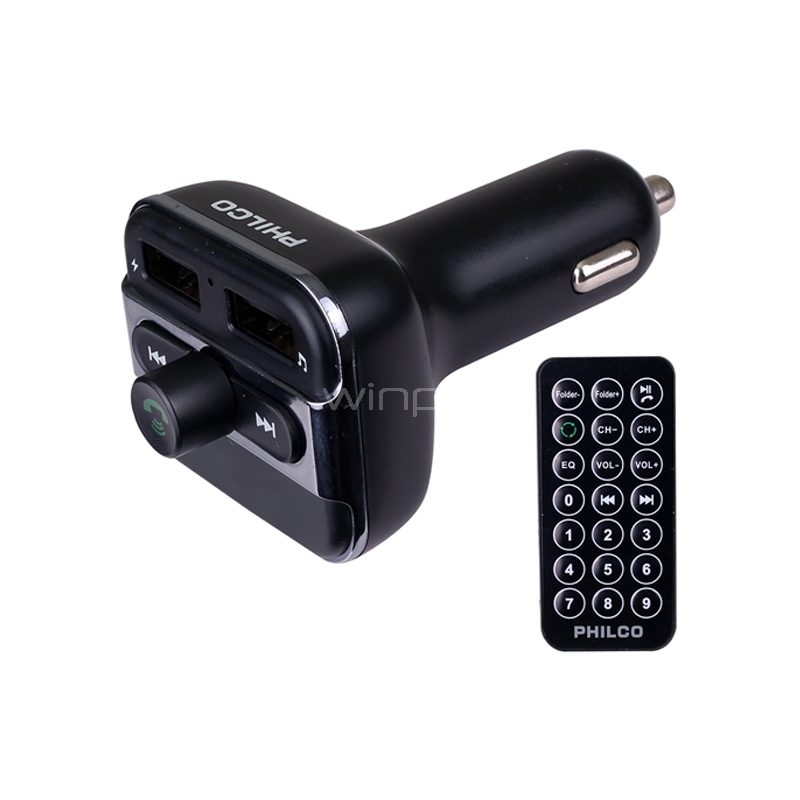 Kit Manos Libres para Auto Philco con Radio FM y Cargador (Bluetooth, Negro)