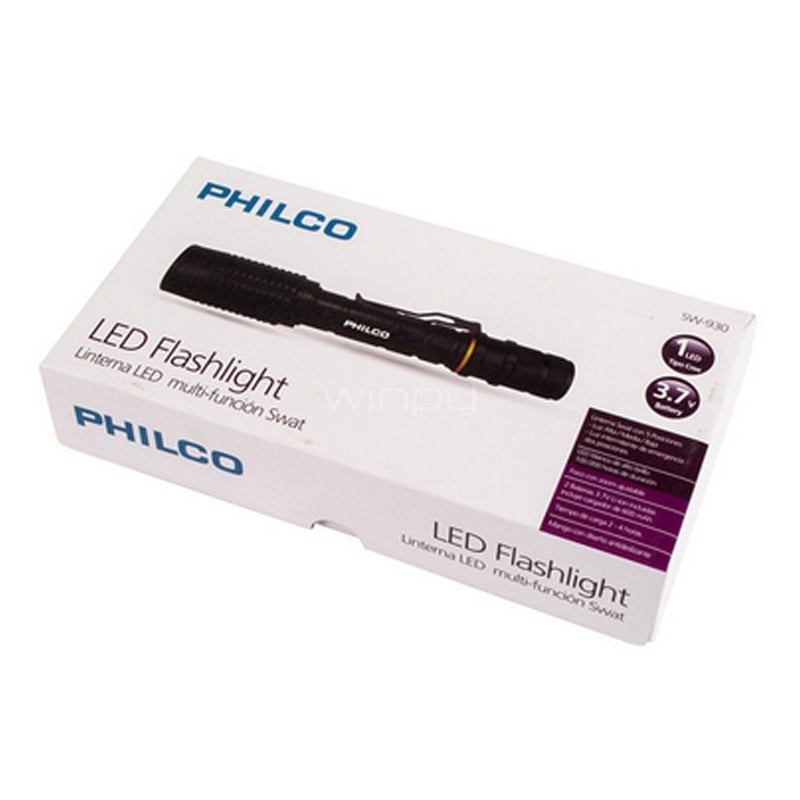 Linterna Recargable Philco SW-930 (5 modos, Negro)