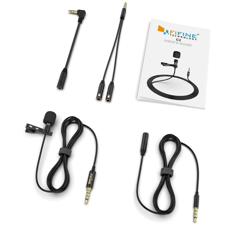 Micrófono Fifine Lavalier para iPhone/Android (Conexión AUX, Negro)
