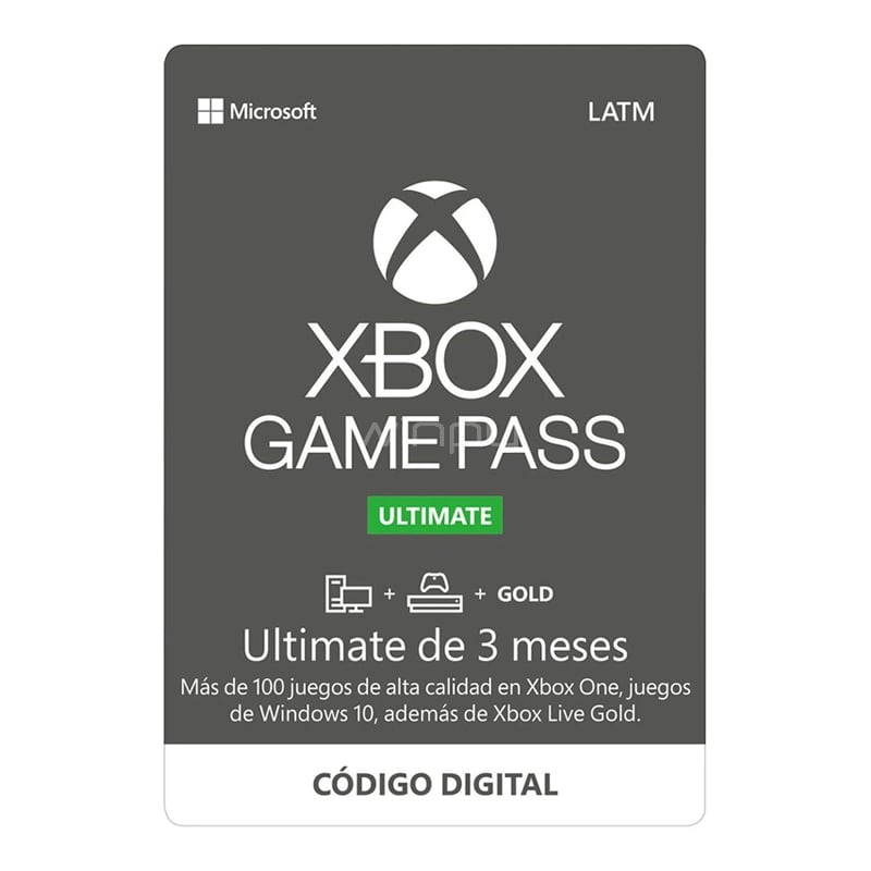 Suscripción Microsoft Xbox Game Pass Ultimate (3 Mes, Descargable)