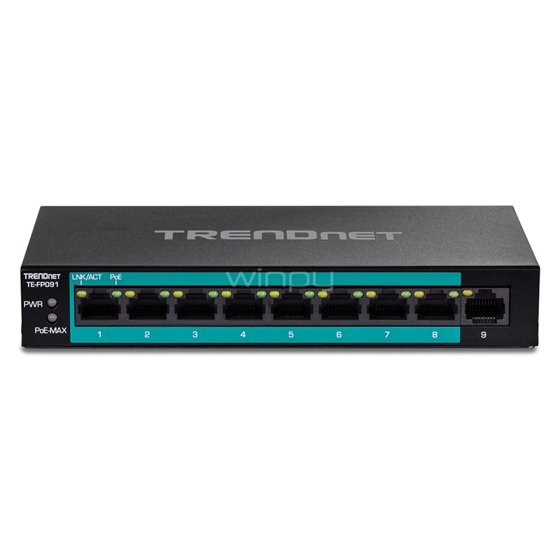 Switch TRENDnet de 8 Puertos (Fast Ethernet, 1.8 Gbps, PoE+, 60W)