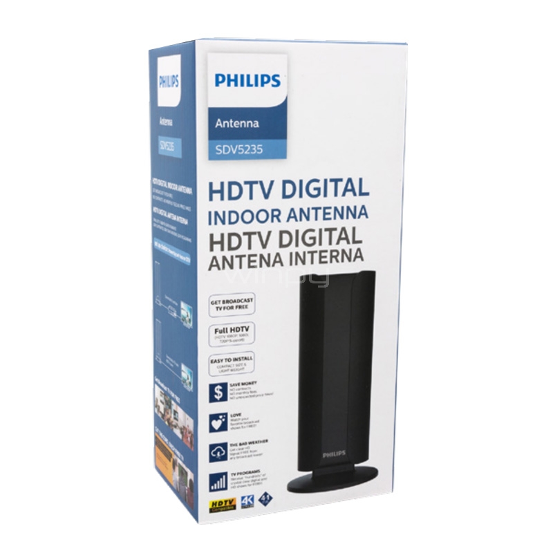 Antena HDTV Philips SDV5235 con Pedestal (Interior, Negro)