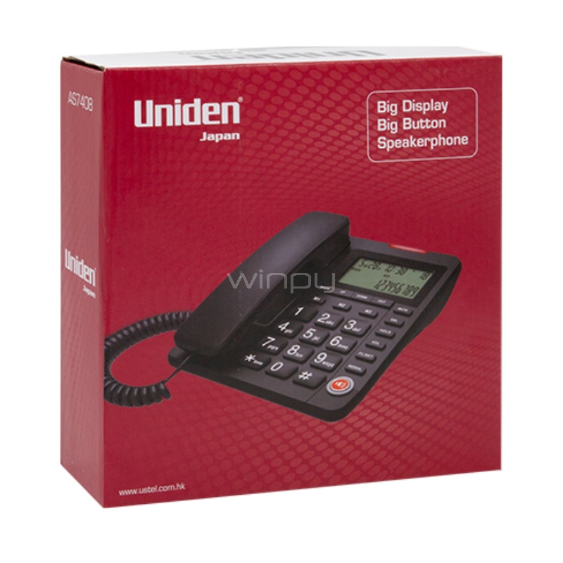 Teléfono Uniden 7408 Sobremesa (FSK/DTMF, Negro)