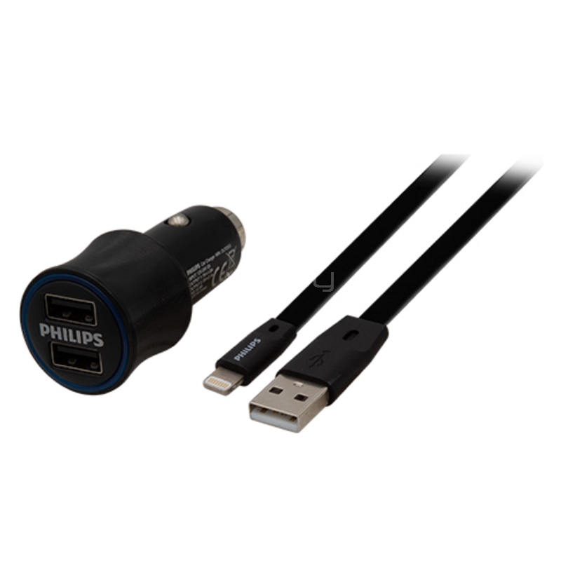 Cargador para Auto Philips con Cable Lighting (USB-A, 15W)