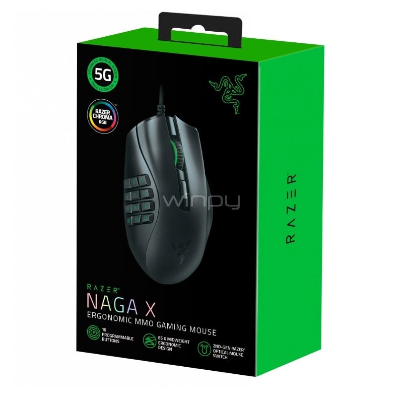 Mouse Gamer Razer Naga X (Sensor Razer 5G, 18.000dpi, Speedflex, Negro)