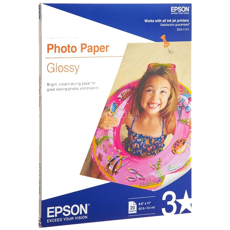 Papel Fotográfico Epson Paper Glossy (8.5“ x 11“, 20 hojas)