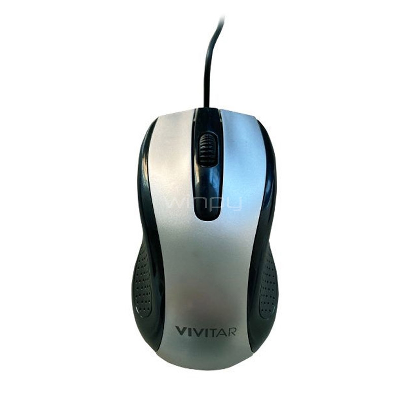 Mouse Vivitar WFH4001 (USB, Negro/Plateado)