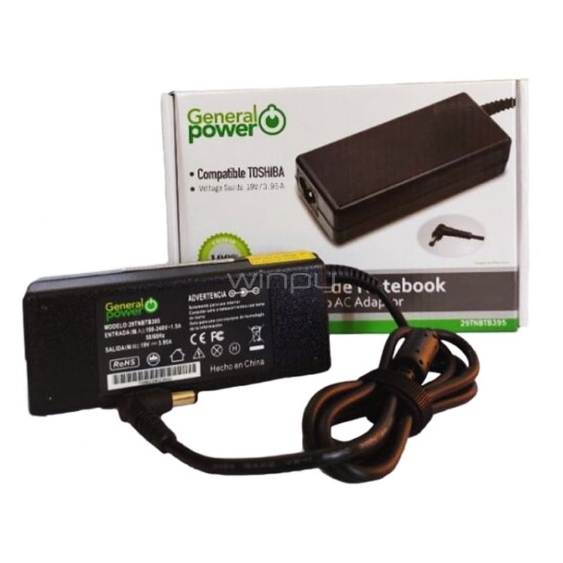 Cargador General Power para Notebook Toshiba (19V, 3.95A)