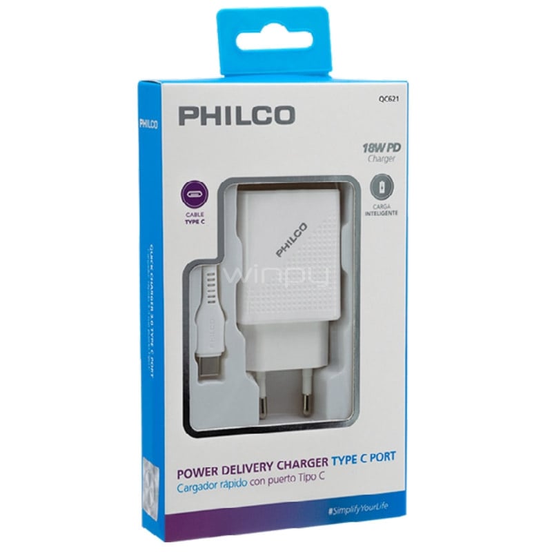 Cargador Philco USB-C de 18 Watts (Carga Rápida)