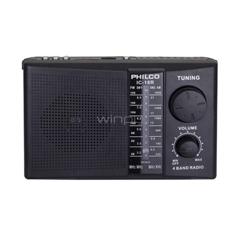 Radio Philco 4 Bandas (Recargable, Negro)