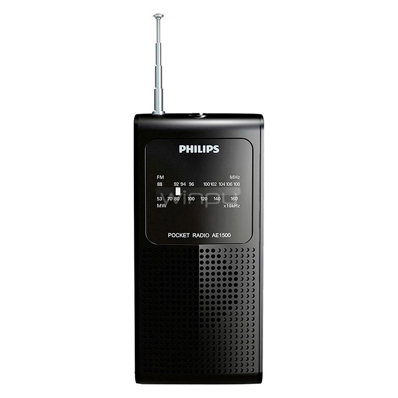 Radio Portátil Philips AM/FM (Antena Telescópica, Negro)