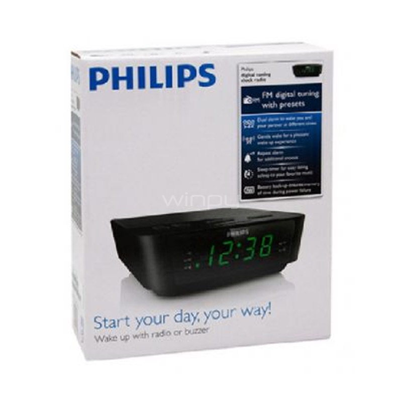 Radio Reloj Philips J3116 AM/FM (Negro)
