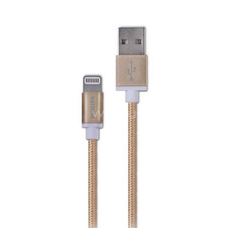 Cable Philips DLC2508 Lightning (1.2mts, MFI, Gold)