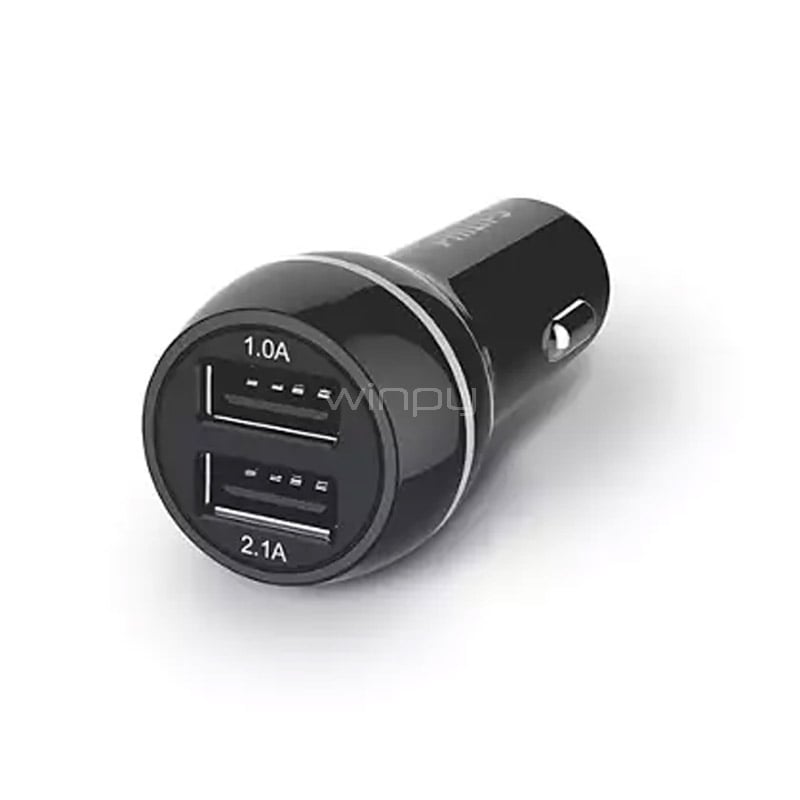 Cargador para Auto Philips DLP2357 UltrarrRápido (12V, Negro)