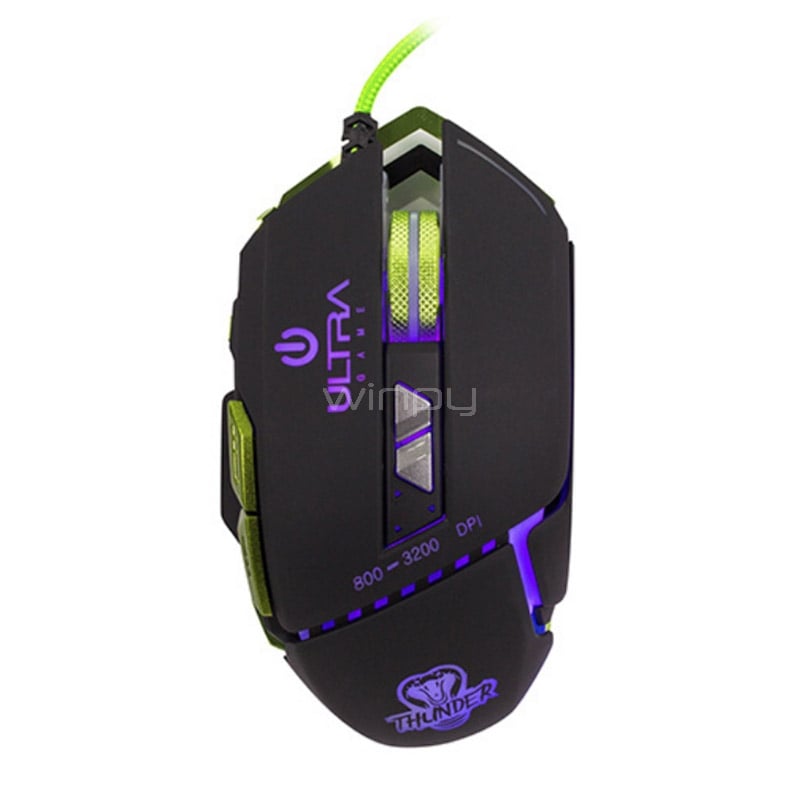 Mouse Gamer ULTRA X16 Retroiluminado (3200dpi, Negro)