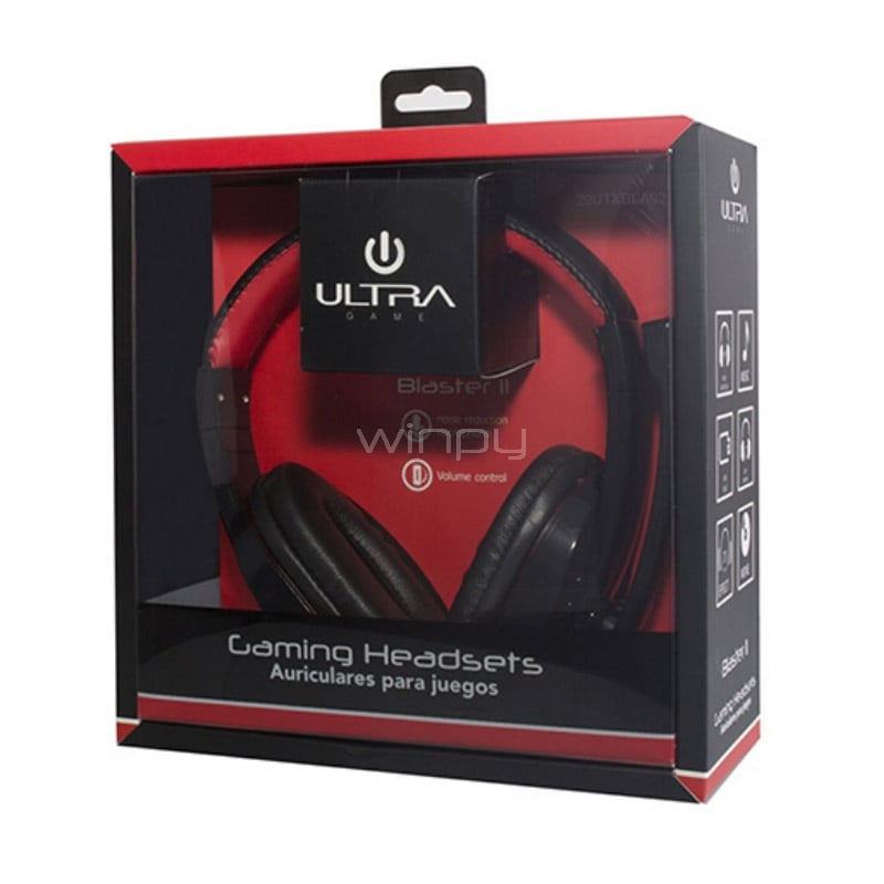 Audífonos Gamer ULTRA Control de Volúmen (Jack 3.5mm, Negro/Rojo)