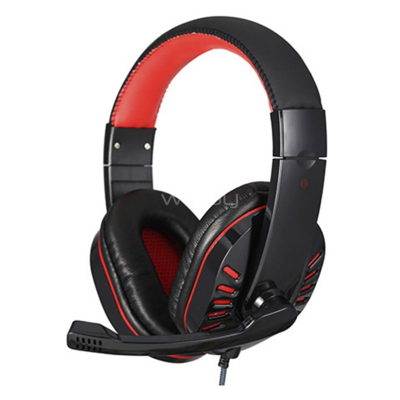 Audífonos Gamer ULTRA Control de Volúmen (Jack 3.5mm, Negro/Rojo)