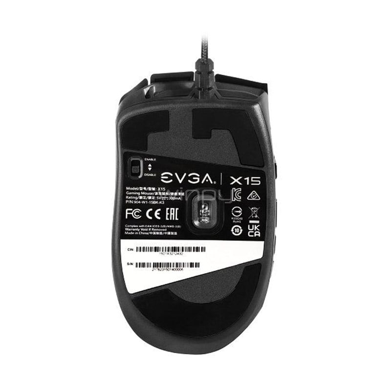 Mouse Gamer EVGA X15 MMO 8K con 12 Botones (PIXART 3389, RGB, Negro)