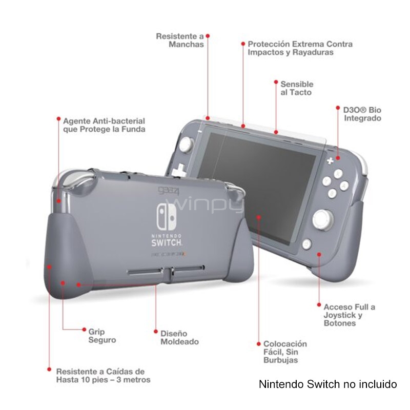 Funda Protectora Gear4 Kita Grip 360 para Nintendo Switch Lite