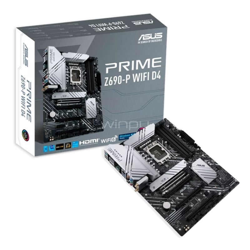 Placa Madre ASUS PRIME Z690-P WIFI D4 (LGA1700, DDR4 2133/5333MHz, M.2 x3, RGB, ATX)