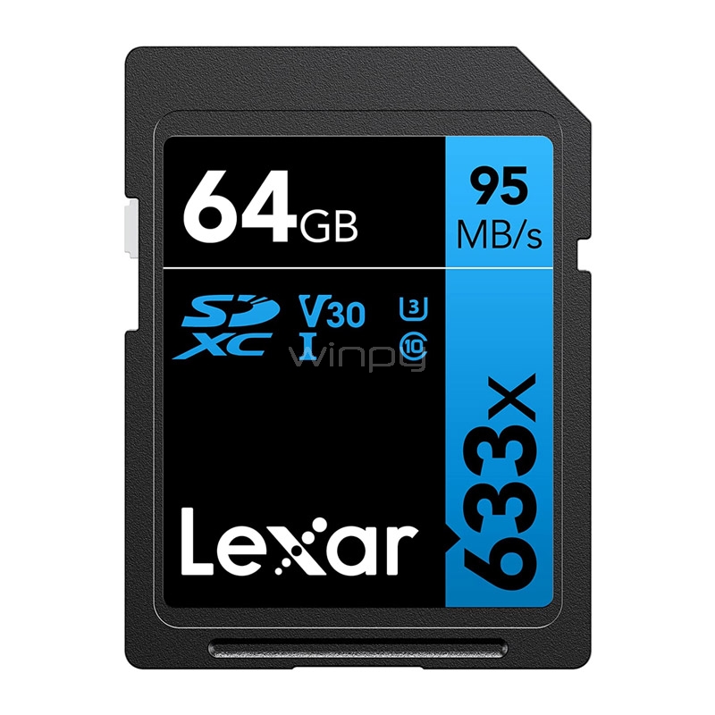 Memoria SDHC Lexar Pro 633x de 64GB (Class 10, UHS-I, U1)