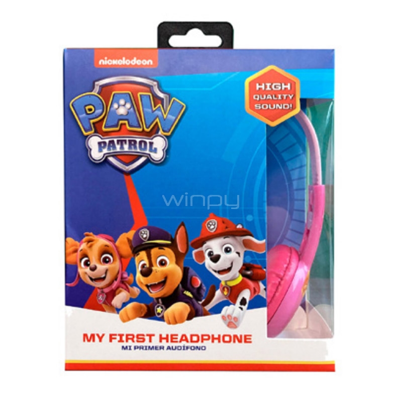 Audífonos Nickelodeon Paw Patrol para preescolares (Jack 3.5mm, Rosado)