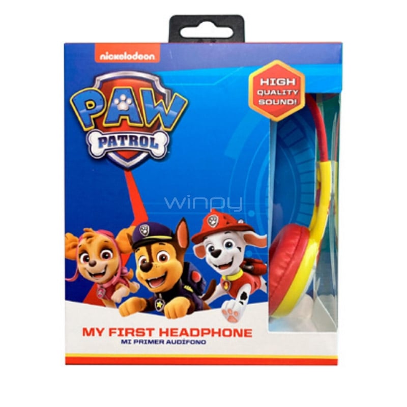 Audífonos Nickelodeon Paw Patrol para preescolares (Jack 3.5mm, Blanco/Rojo)