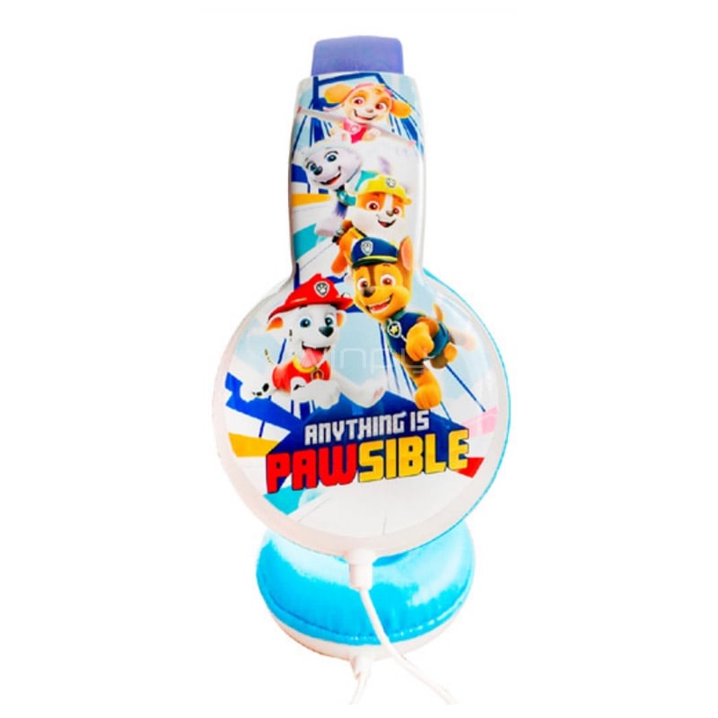 Audífonos Nickelodeon Paw Patrol para preescolares (Jack 3.5mm, Blanco/Celeste)
