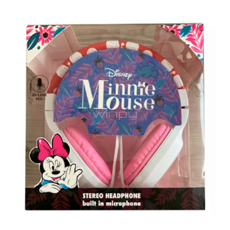 Audífonos Disney Minnie Juvenil (Jack 3.5mm, Blanco/Rojo)
