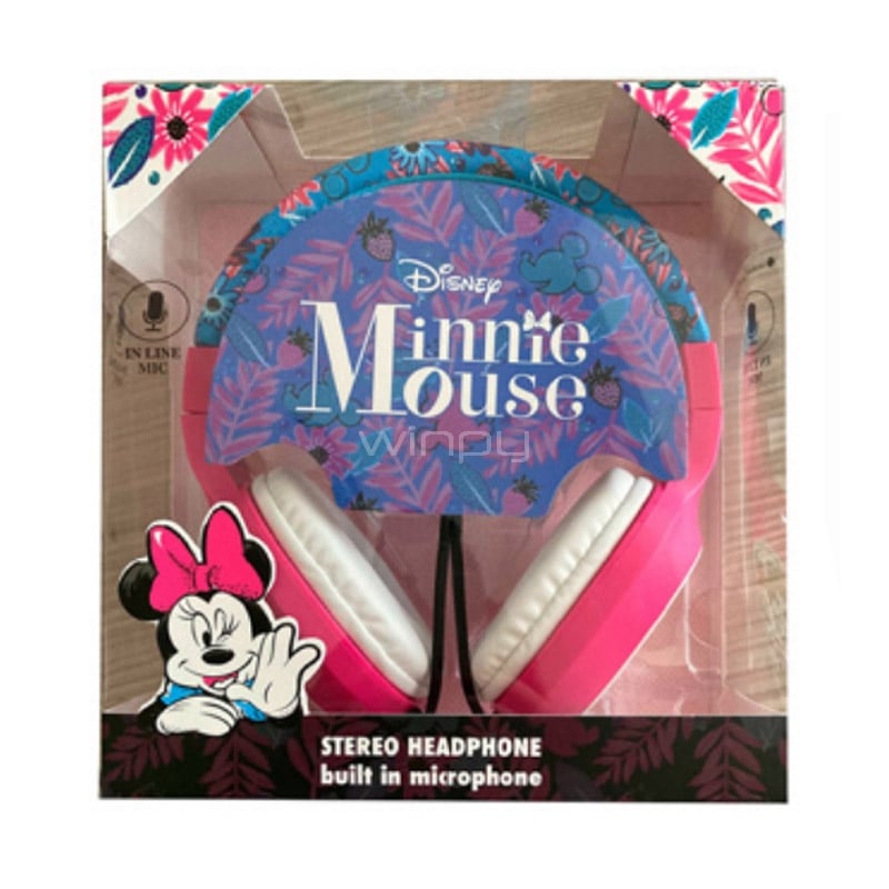 Audífonos Disney Minnie Juvenil (Jack 3.5mm, Rosado/Azul)