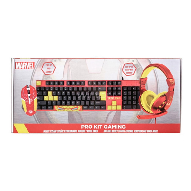 Kit Gamer Marvel Iron Man Teclado+Mouse+Audífonos