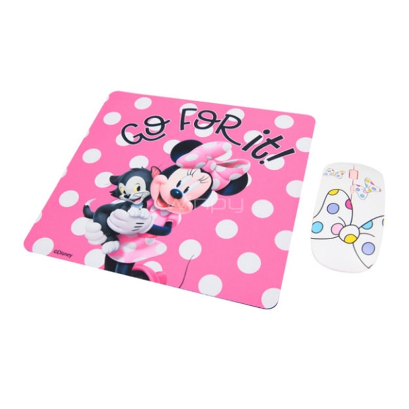 Kit MousePad + Mouse Disney Inalámbrico (Minnie)