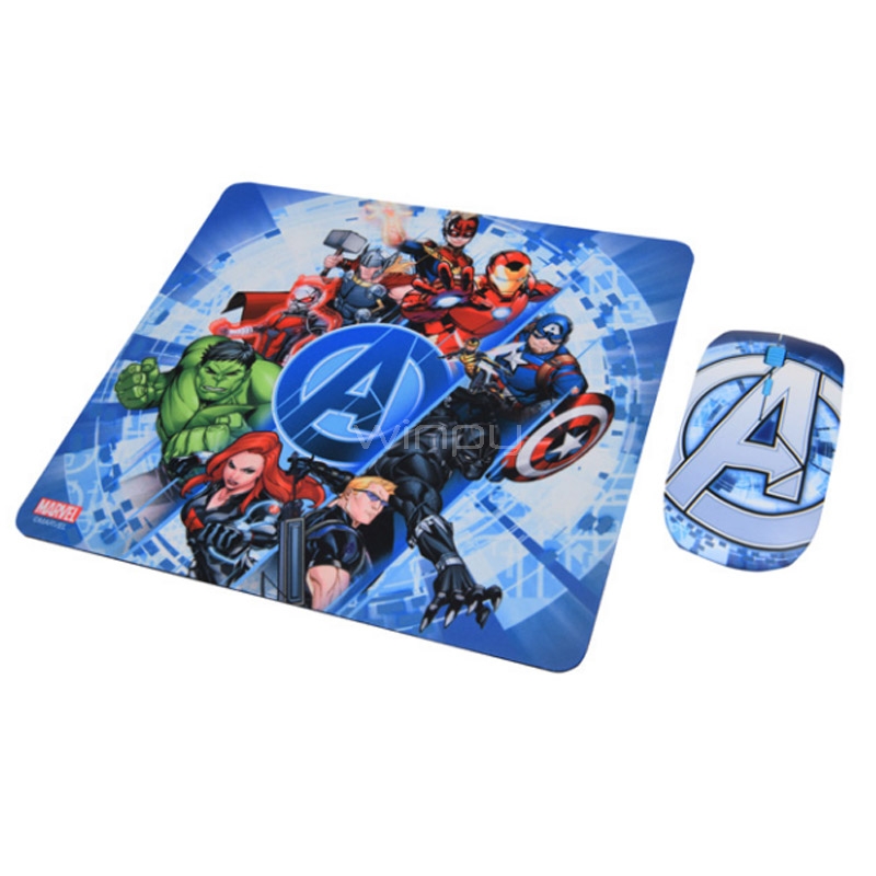 Kit MousePad + Mouse Marvel Inalámbrico (Avengers 2)
