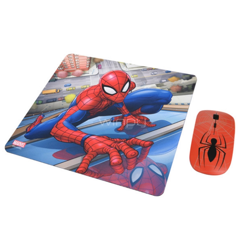 Kit MousePad + Mouse Marvel Inalámbrico (Spiderman)