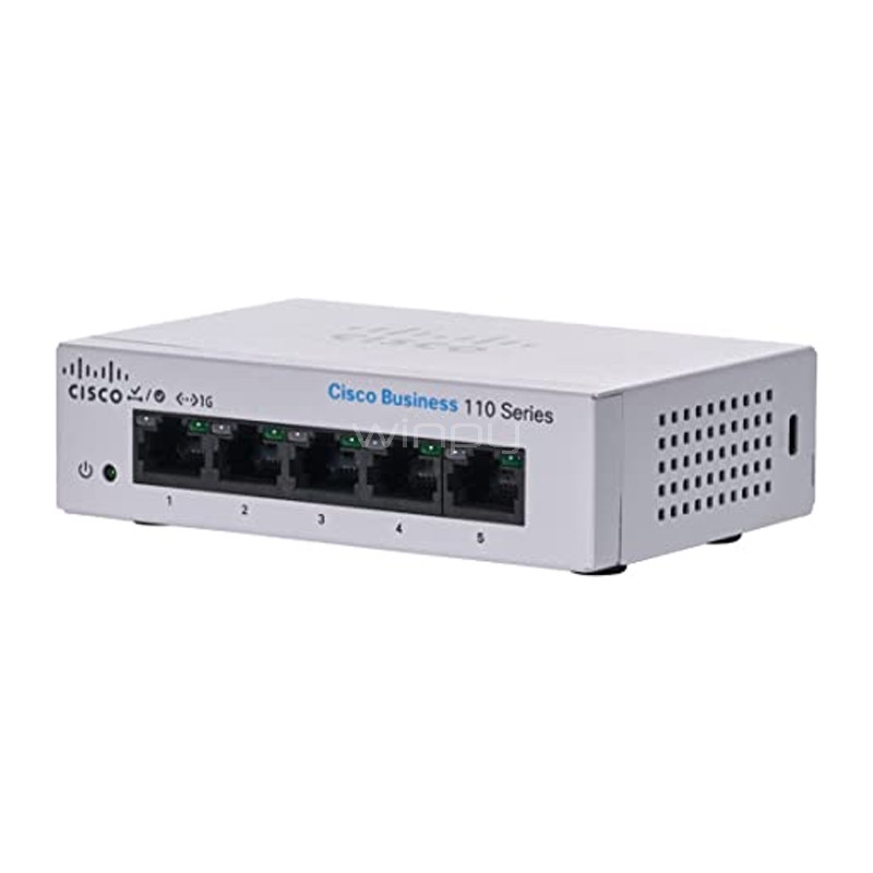 Switch Cisco Business 110 Series 110-5T-D de 5 puertos (10 Gbps, Cat 5e)