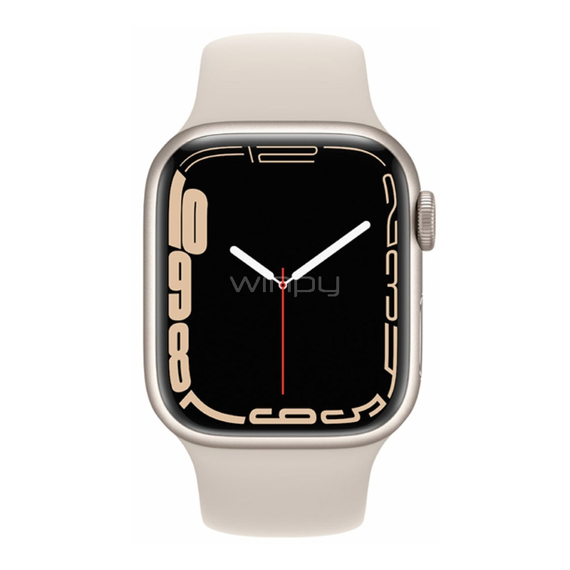 Apple Watch Series 7 de 41mm (GPS, Case Aluminio, Correa Deportiva Blanco Estelar)