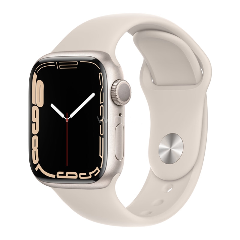 Apple Watch Series 7 de 41mm (GPS, Case Aluminio, Correa Deportiva Blanco Estelar)
