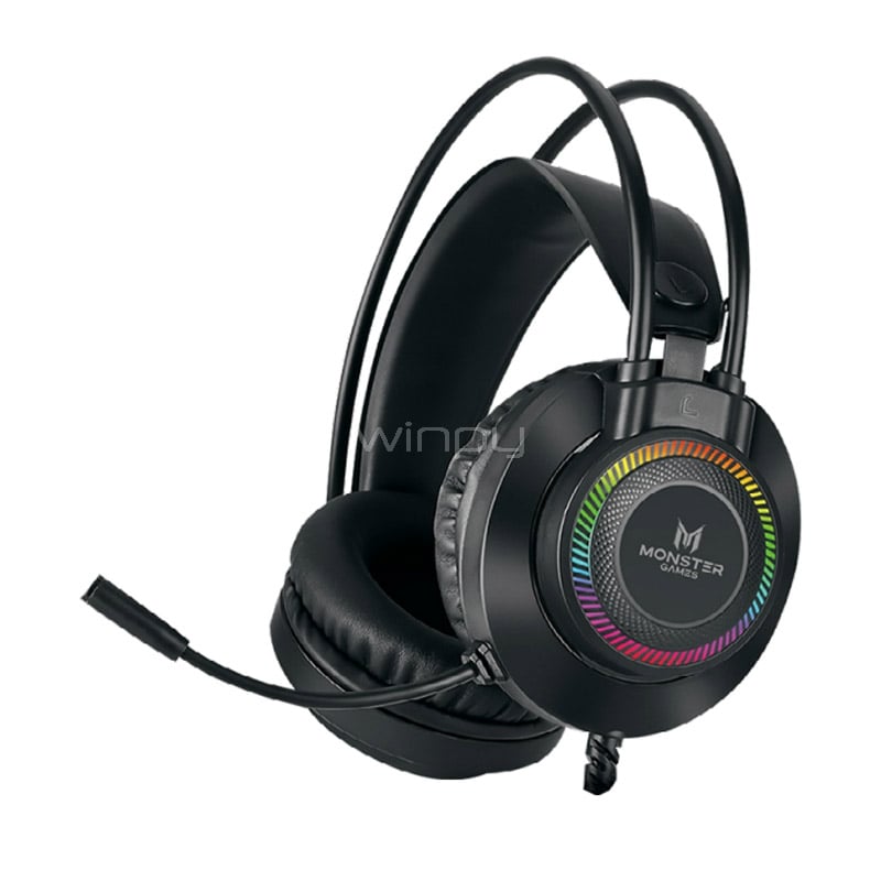 Audífonos Monster Games PS4/Xbox One (Jack 3.5mm x2, USB, Negro)