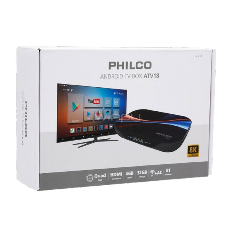 TV Box Philco ATV18  Doble Banda (4GB RAM, 32GB eMMC, HDMI, Android 9.0)