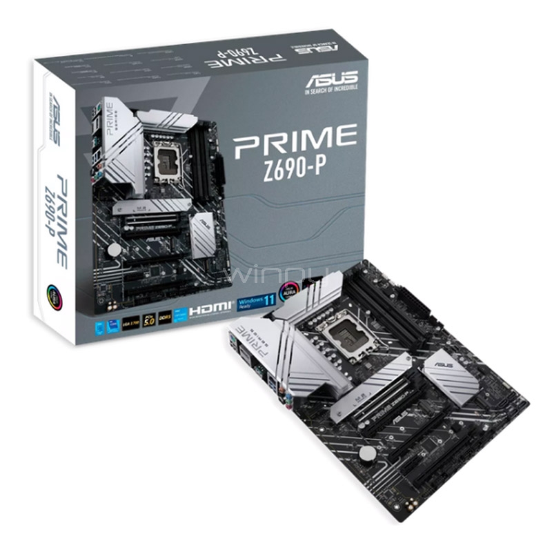 Placa Madre ASUS PRIME Z690-P (LGA1700, DDR5 4800/6000MHz, M.2 x3, RGB, ATX)