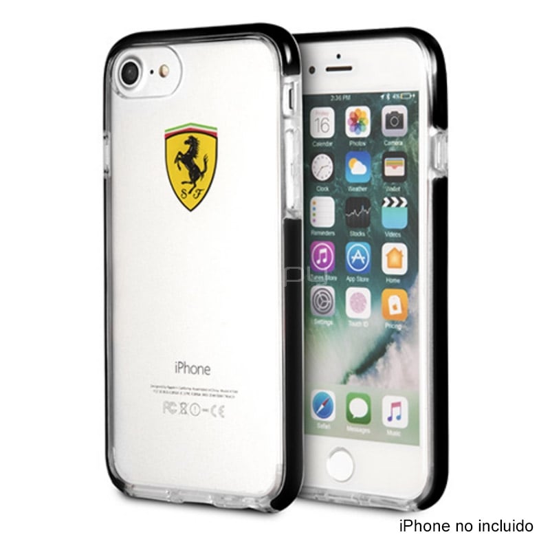 Funda Ferrari FEGLHCI8BK para iPhone 7/8 (Trasparente, Negro)
