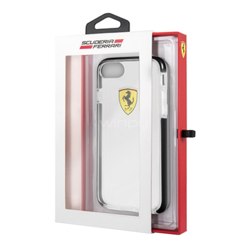 Funda Ferrari FEGLHCI8BK para iPhone 7/8 (Trasparente, Negro)