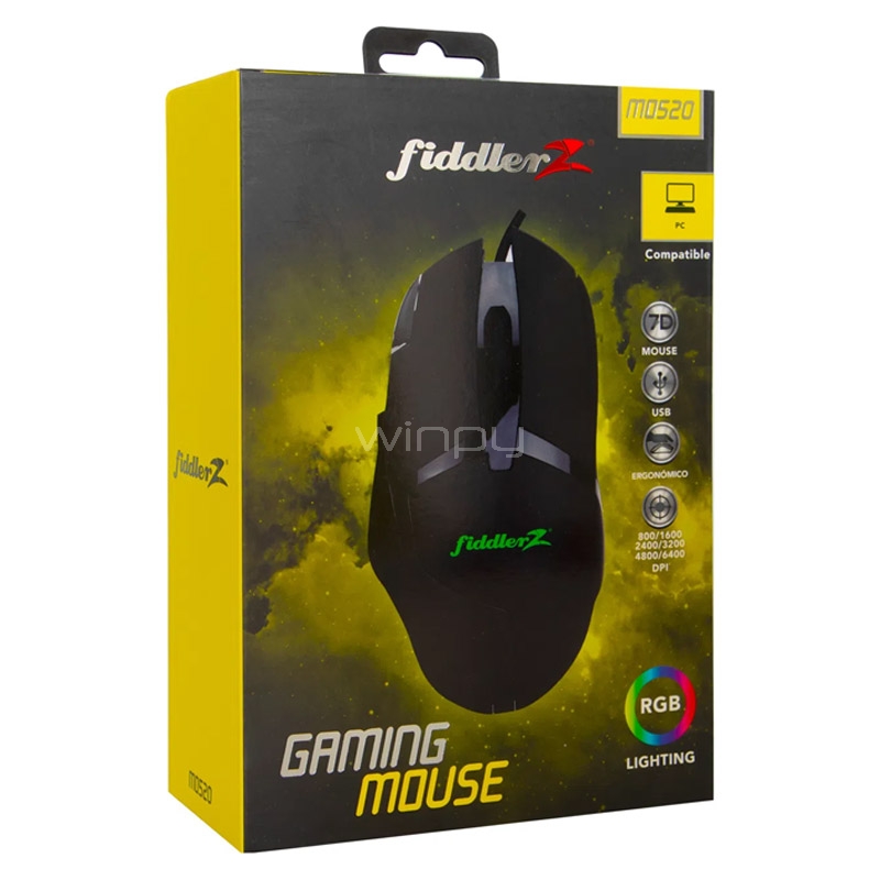 Mouse Gamer Fiddler Z 7D (6400dpi, Negro)