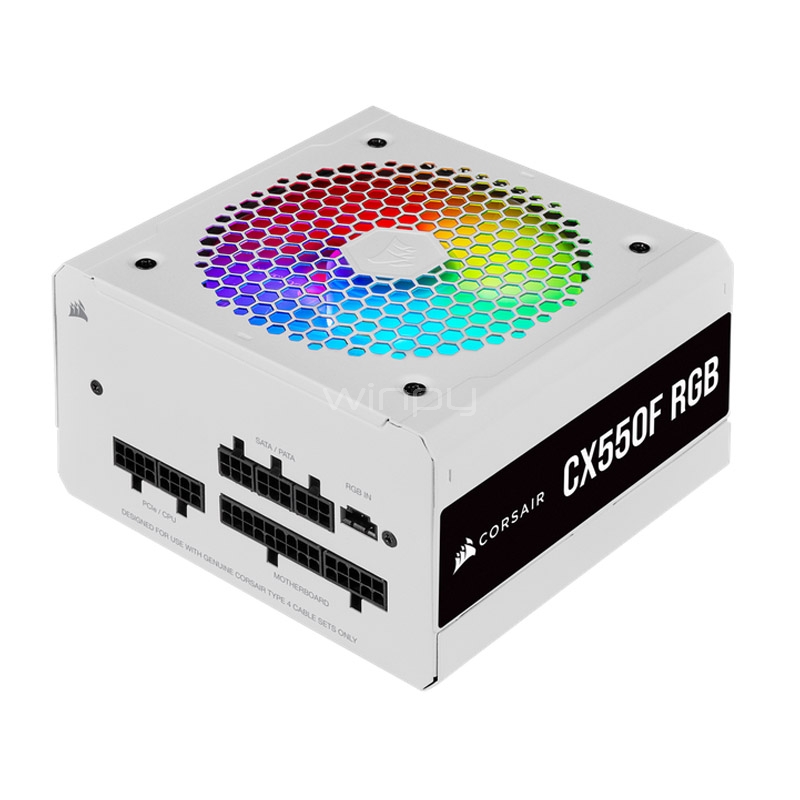 Fuente de Poder Corsair CX550F RGB White de 550W (Certificada 80+ Bronze, Modular, ATX)