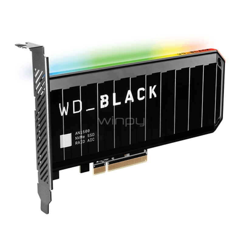 Unidad de Estado Sólido Western Digital WD_BLACK AN1500 de 4TB (RGB, NVMe, 4100MB/s, PCI Express 3.0 x8)