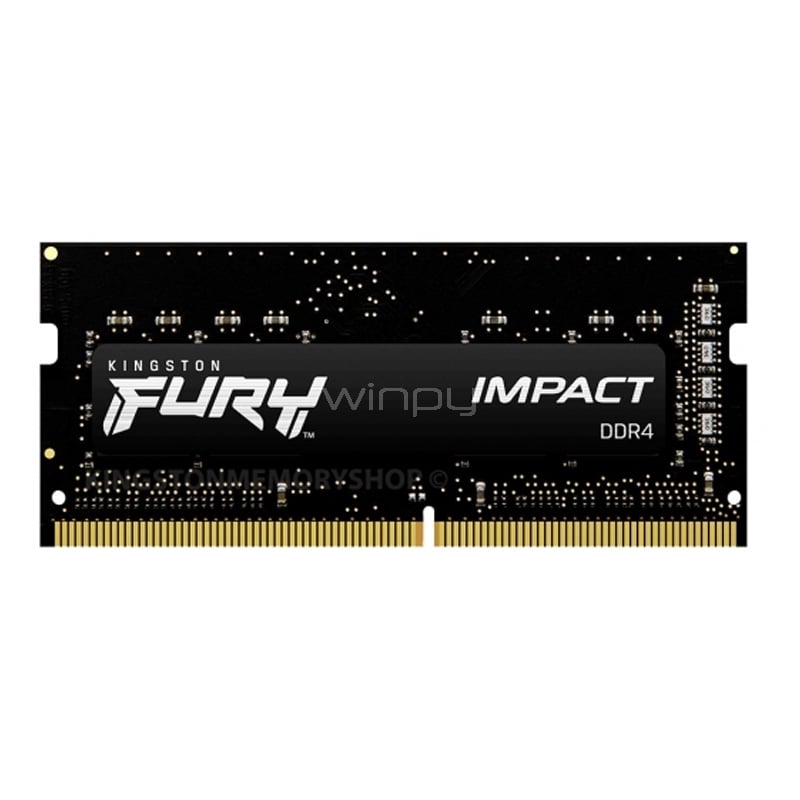 Memoria RAM Kingston Fury Impact de 16GB (DDR4, 3200MHz, CL20, Non ECC, SODIMM)