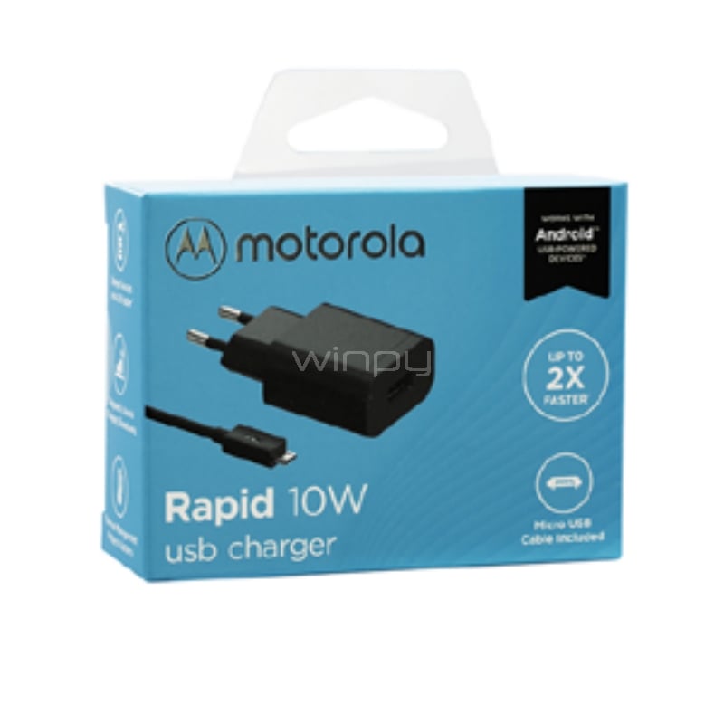 Cargador + Cable micro-USB Motorola de 10W (Negro)