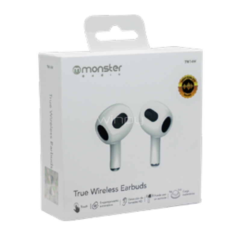 Auriculares Monster Audio TW14W Wireless (Bluetooth, TWS, Blanco)